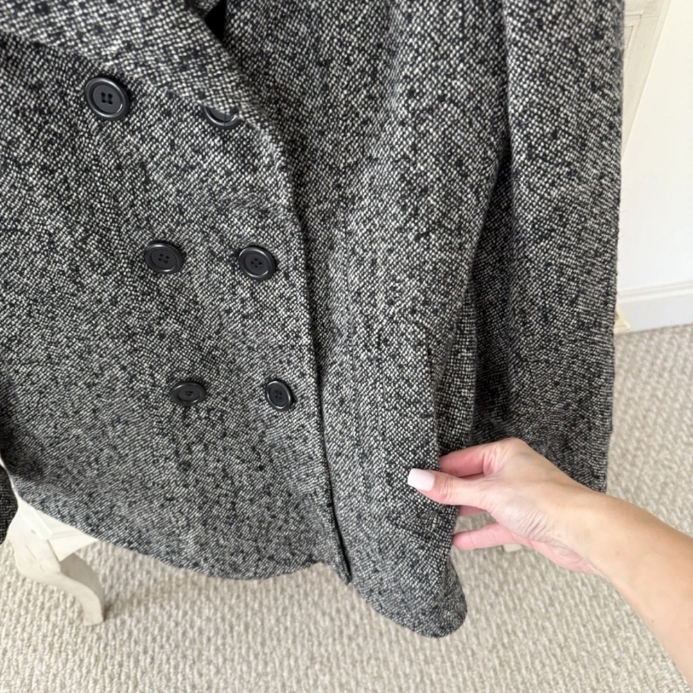 Anne Klein Black Double Breast Wool Coat Jacket - Picture 4 of 6